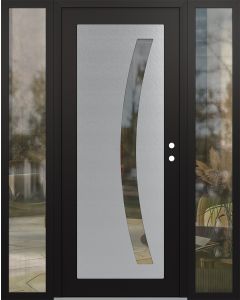 Diamond C4 60" x 80" black/black clear Glass Panel stainless steel LHI with 2 Sidelites clear Glass