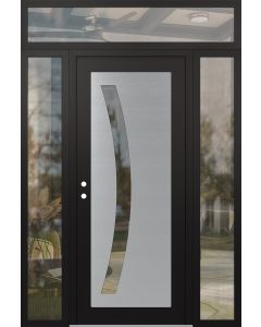 Diamond C4 60" x 96" black/black clear Glass Panel stainless steel RHI with 2 Sidelites and Transom clear Glass