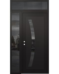 Diamond C4 48" x 96" black/black mirrored Glass Panel black RHI with Sidelite and Transom mirrored Glass