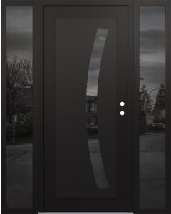 Diamond C4 68" x 80" black/black mirrored Glass Panel black LHI with 2 Sidelites mirrored Glass