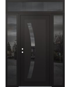 Diamond C4 68" x 96" black/black mirrored Glass Panel black RHI with 2 Sidelites and Transom mirrored Glass
