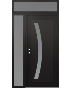 Diamond C4 50" x 96" black/white frosted Glass Panel black RHI with Sidelite and Transom frosted Glass