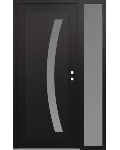 Diamond C4 48" x 80" black/white frosted Glass Panel black LHI with Sidelite frosted Glass