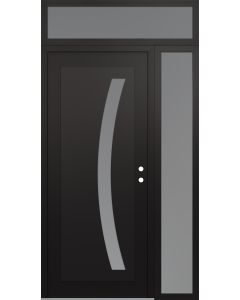 Diamond C4 50" x 96" black/white frosted Glass Panel black LHI with Sidelite and Transom frosted Glass
