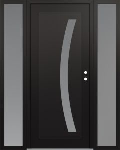 Diamond C4 64" x 80" black/white frosted Glass Panel black LHI with 2 Sidelites frosted Glass