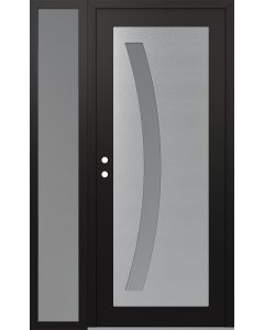 Diamond C4 48" x 80" black/white frosted Glass Panel stainless steel RHI with Sidelite frosted Glass