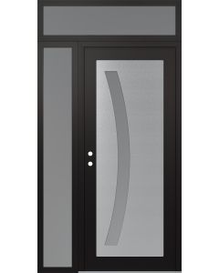 Diamond C4 50" x 96" black/white frosted Glass Panel stainless steel RHI with Sidelite and Transom frosted Glass
