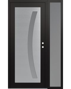 Diamond C4 50" x 80" black/white frosted Glass Panel stainless steel LHI with Sidelite frosted Glass