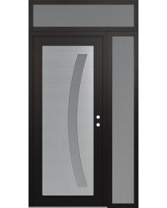 Diamond C4 48" x 96" black/white frosted Glass Panel stainless steel LHI with Sidelite and Transom frosted Glass