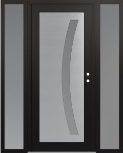 Diamond C4 60" x 80" black/white frosted Glass Panel stainless steel LHI with 2 Sidelites frosted Glass