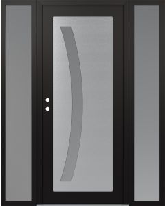 Diamond C4 60" x 80" black/white frosted Glass Panel stainless steel RHI with 2 Sidelites frosted Glass