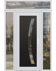 Diamond C4 68" x 96" white/white clear Glass Panel black LHI with 2 Sidelites and Transom clear Glass