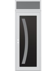 Diamond C4 36" x 96" white/white frosted Glass Panel black RHI with Transom frosted Glass