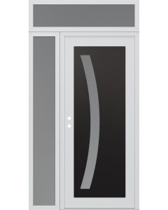 Diamond C4 52" x 96" white/white frosted Glass Panel black RHI with Sidelite and Transom frosted Glass