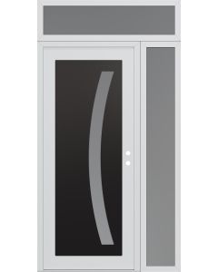 Diamond C4 52" x 96" white/white frosted Glass Panel black LHI with Sidelite and Transom frosted Glass