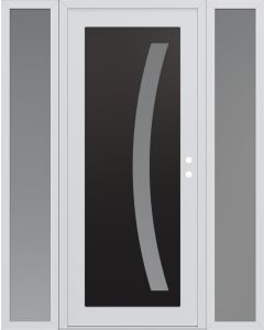 Diamond C4 60" x 80" white/white frosted Glass Panel black LHI with 2 Sidelites frosted Glass