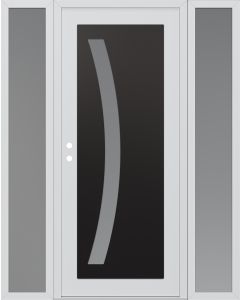 Diamond C4 60" x 80" white/white frosted Glass Panel black RHI with 2 Sidelites frosted Glass