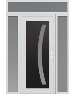Diamond C4 64" x 96" white/white frosted Glass Panel black LHI with 2 Sidelites and Transom frosted Glass