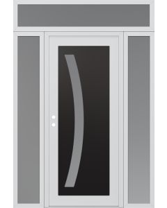 Diamond C4 64" x 96" white/white frosted Glass Panel black RHI with 2 Sidelites and Transom frosted Glass