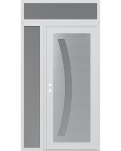 Diamond C4 50" x 96" white/white frosted Glass Panel stainless steel RHI with Sidelite and Transom frosted Glass
