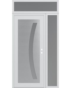 Diamond C4 50" x 96" white/white frosted Glass Panel stainless steel LHI with Sidelite and Transom frosted Glass