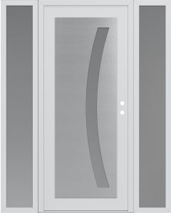 Diamond C4 64" x 80" white/white frosted Glass Panel stainless steel LHI with 2 Sidelites frosted Glass