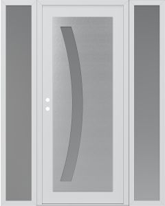 Diamond C4 64" x 80" white/white frosted Glass Panel stainless steel RHI with 2 Sidelites frosted Glass