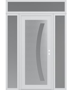 Diamond C4 64" x 96" white/white frosted Glass Panel stainless steel LHI with 2 Sidelites and Transom frosted Glass