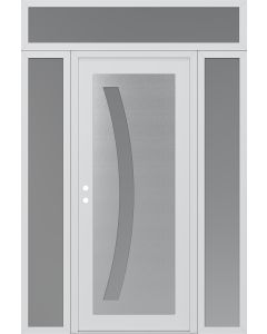 Diamond C4 68" x 96" white/white frosted Glass Panel stainless steel RHI with 2 Sidelites and Transom frosted Glass