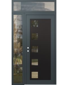 Diamond C5 50" x 96" anthracite/anthracite clear Glass Panel black RHI with Sidelite and Transom clear Glass