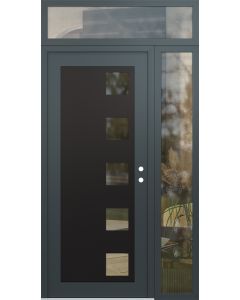 Diamond C5 50" x 96" anthracite/anthracite clear Glass Panel black LHI with Sidelite and Transom clear Glass