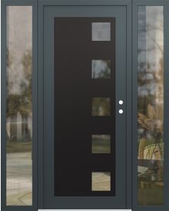 Diamond C5 64" x 80" anthracite/anthracite clear Glass Panel black LHI with 2 Sidelites clear Glass