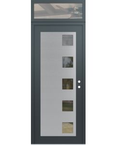 Diamond C5 36" x 96" anthracite/anthracite clear Glass Panel stainless steel LHI with Transom clear Glass