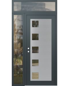 Diamond C5 52" x 96" anthracite/anthracite clear Glass Panel stainless steel RHI with Sidelite and Transom clear Glass