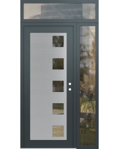 Diamond C5 52" x 96" anthracite/anthracite clear Glass Panel stainless steel LHI with Sidelite and Transom clear Glass