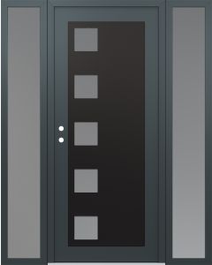 Diamond C5 64" x 80" anthracite/anthracite frosted Glass Panel black RHI with 2 Sidelites frosted Glass