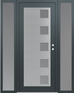 Diamond C5 68" x 80" anthracite/anthracite frosted Glass Panel stainless steel LHI with 2 Sidelites frosted Glass