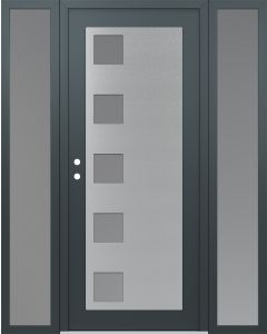 Diamond C5 68" x 80" anthracite/anthracite frosted Glass Panel stainless steel RHI with 2 Sidelites frosted Glass