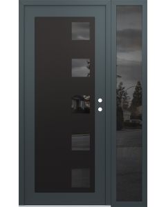 Diamond C5 52" x 80" anthracite/anthracite mirrored Glass Panel black LHI with Sidelite mirrored Glass