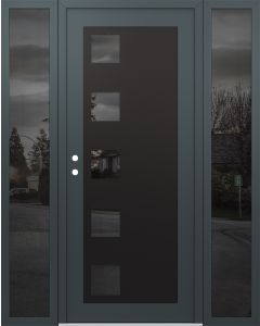Diamond C5 60" x 80" anthracite/anthracite mirrored Glass Panel black RHI with 2 Sidelites mirrored Glass