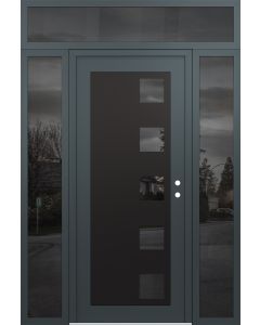 Diamond C5 60" x 96" anthracite/anthracite mirrored Glass Panel black LHI with 2 Sidelites and Transom mirrored Glass