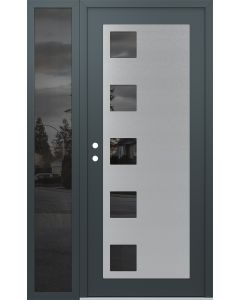 Diamond C5 48" x 80" anthracite/anthracite mirrored Glass Panel stainless steel RHI with Sidelite mirrored Glass