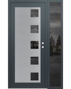Diamond C5 48" x 80" anthracite/anthracite mirrored Glass Panel stainless steel LHI with Sidelite mirrored Glass