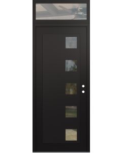 Diamond C5 36" x 96" black/black clear Glass Panel black LHI with Transom clear Glass