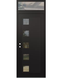 Diamond C5 36" x 96" black/black clear Glass Panel black RHI with Transom clear Glass