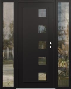 Diamond C5 60" x 80" black/black clear Glass Panel black LHI with 2 Sidelites clear Glass