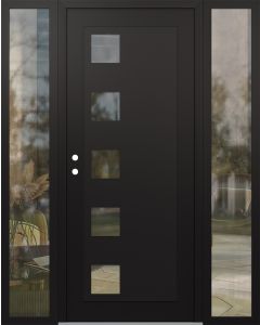 Diamond C5 60" x 80" black/black clear Glass Panel black RHI with 2 Sidelites clear Glass
