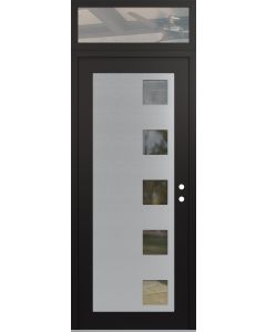 Diamond C5 36" x 96" black/black clear Glass Panel stainless steel LHI with Transom clear Glass
