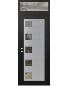 Diamond C5 36" x 96" black/black clear Glass Panel stainless steel RHI with Transom clear Glass