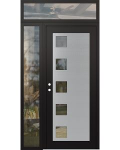 Diamond C5 50" x 96" black/black clear Glass Panel stainless steel RHI with Sidelite and Transom clear Glass